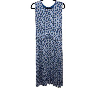 Hobbs London Blue & White Shell Print Sleeveless Dress Womens Size 14